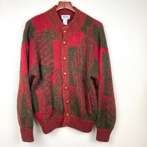 Vintage Cardigan Sweater Mens Sz M Italy Alpaca Wool Chunky Thick Cabin Grunge
